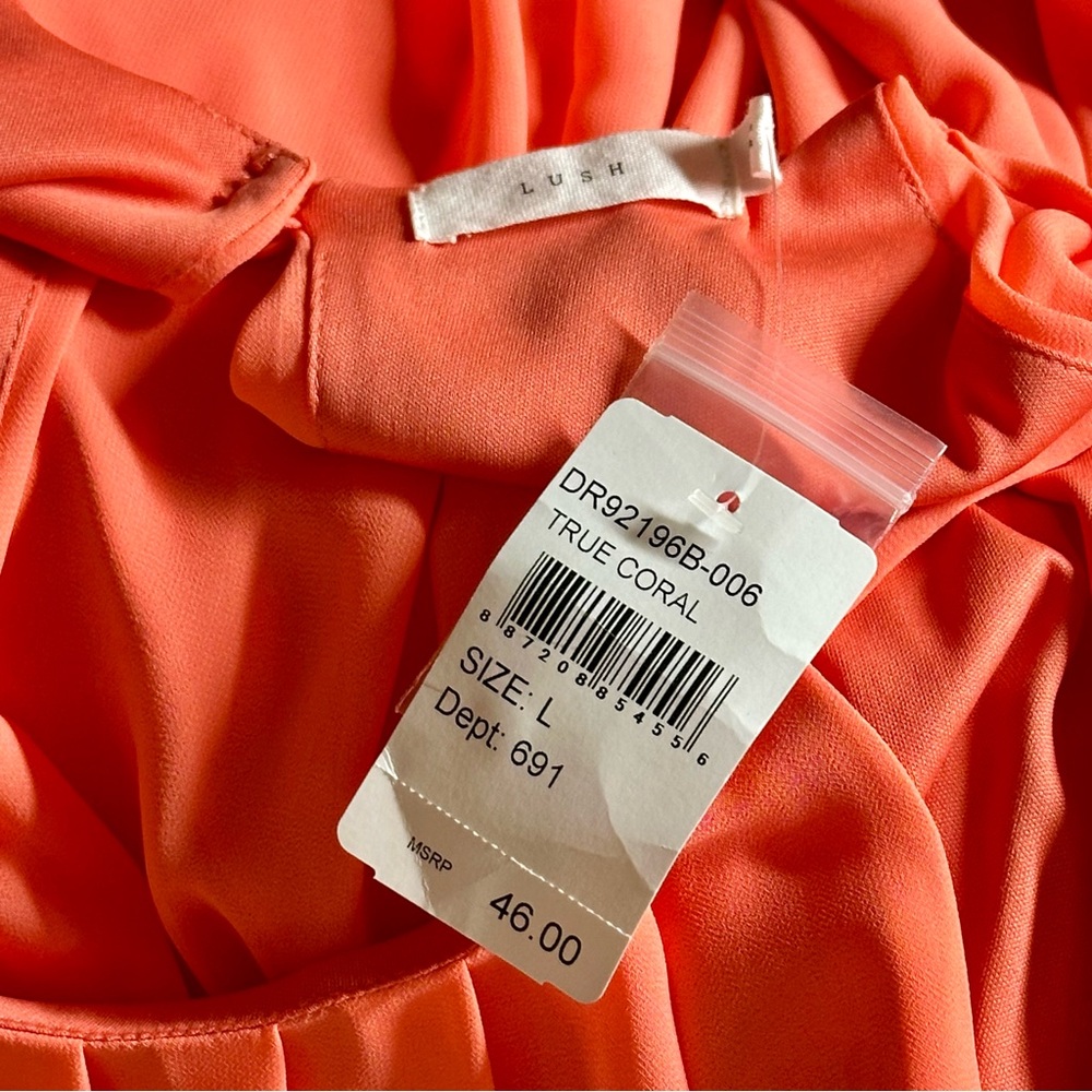 COPY - Lush Bright Orange Flowy Dress. NWT - Picture 7 of 8